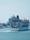 FILE - MSC Armonia cruise ship leaves Barcelona's Port, Spain April 4, 2024. 