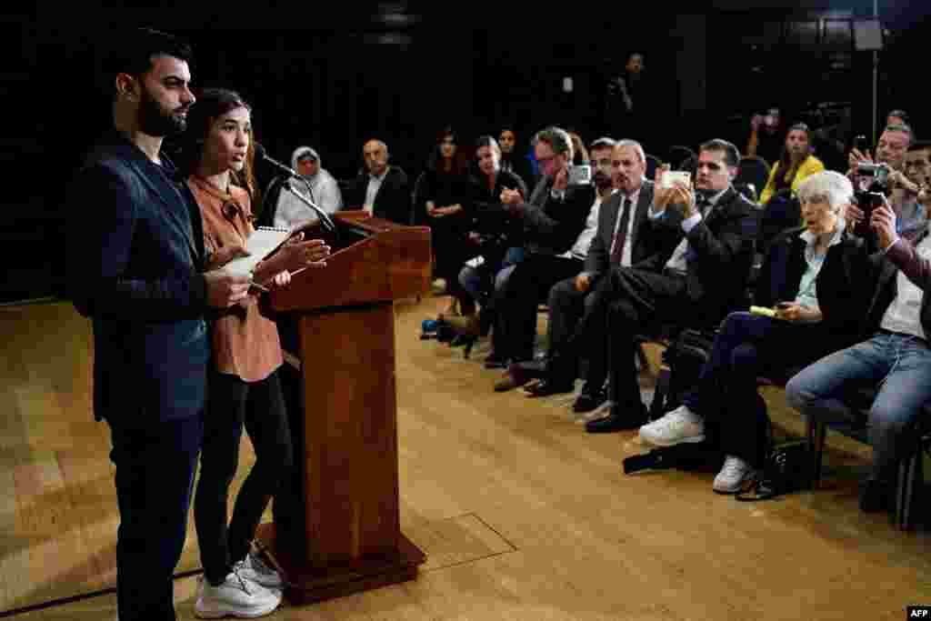 کنفرانس خبری نادیا مراد، فعال حقوق بشر یزیدی و برنده جایزه نوبل صلح. او در &laquo;کلوب ملی مطبوعات&raquo; در شهر واشنگتن پایتخت آمریکا با خبرنگاران سخن گفت.