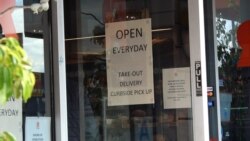 Restaurants are open for take-out and deliveries but dining inside a food establishment is not allowed. (Elizabeth Lee/VOA)