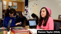 Valeria, a fourth-grader at Otay Elementary School, spends the weekends in Tijuana and weekdays in California. “It’s mainly just going back-and-forth, visiting my dad and coming back to my mom, and then going to school,” she said. (R. Taylor/VOA)