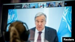 António Guterres en vidéo- conférence le 28 mai 2020.