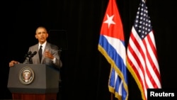 U.S. President Barack Obama makes a speech to the Cuban people at the Gran Teatro in Havana, March 22, 2016.