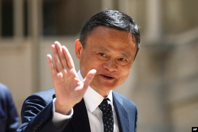 Founder of Alibaba group Jack Ma arrives for the Tech for Good summit, May 15, 2019 in Paris.