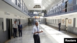 U.S. President Barack Obama, the first sitting president to visit a federal prison, speaks during his visit to the El Reno Federal Correctional Institution outside Oklahoma City, July 16, 2015. 