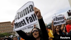 FILE - Protesters call for the removal of South Africa's President Jacob Zuma during a rally in Cape Town, April 27, 2016.
