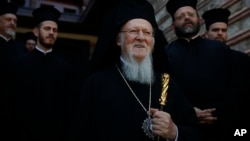 Ecumenical Patriarch Bartholomew I, stands at the patriarchate in Istanbul, Nov. 3, 2018.