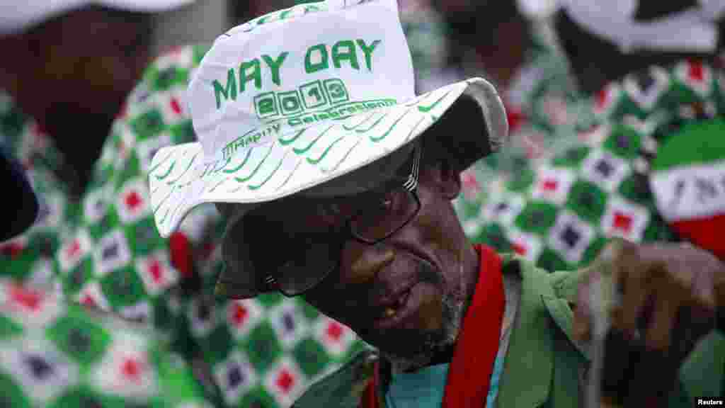 A Nigerian Army veteran attends a parade marking Workers' Day in Nigeria's commercial capital of Lagos May 1, 2013.