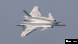 FILE - China's J-20 stealth fighter is pictured during an air show in Zhuhai, Guangdong province, China, Nov. 1, 2016. 