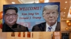 Banner về thượng đỉnh Trump - Kim tại một nhà hàng Hàn Quốc.
