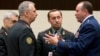 NATO's Supreme Allied Commander Europe U.S. General Philip M. Breedlove (R) speaks with Ukraine's acting Defense Minister Mykhailo Koval (2nd L) during a meeting of NATO defense ministers in the format of the North Atlantic Council with Non-ISAF contribut