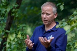 Mass Audubon President David O'Neill takes questions from an Associated Press reporter during an interview in Boston, Wednesday, June 23, 2021.