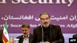 علی شمخانی، رییس شورای عالی امنیت ملی ایران در نشست امنیت منطقه‌ای تهران
