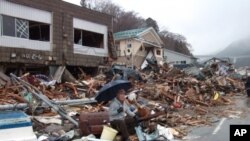 Earthquake and tsunami aftermath in Ofunato, Japan, March 16, 2011