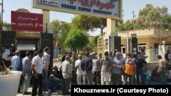 The municipality headquarters of the southwestern Iranian city of Abadan is seen here in a recent photo from a local Iranian news site. Iran's ILNA news agency says a male worker of the municipality self-immolated on May 21, 2018.