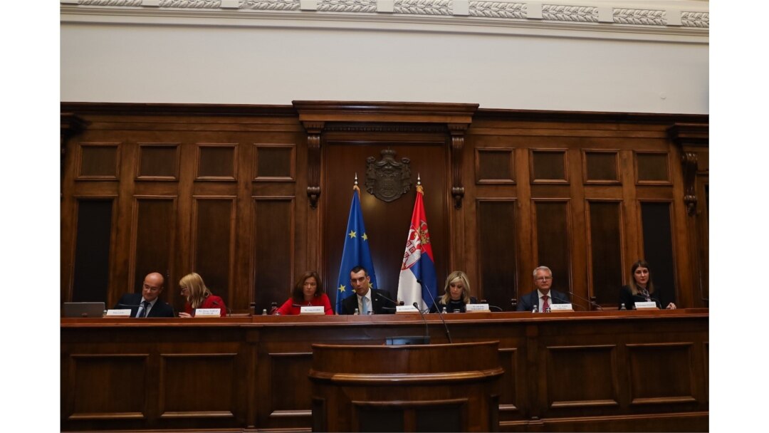 Kopredsedavajuća Parlamentarnog odbora za stabilizaciju i prodruživanje Evropska unija - Srbija Tanja Fajon u poseti Skupštini Srbije, u Beogradu, 30. oktobra 2019. (Foto: Tviter nalog Tanje Fajon)