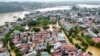 This aerial picture shows flooded streets and buildings after Super Typhoon Yagi hit northern Vietnam, in Yen Bai on Septe.9, 2024.