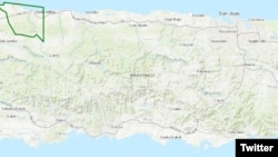 Mapa del Servicio Nacional de Meteorología-San Juan, muestra la ubicación del área donde está la represa de Guajataca.