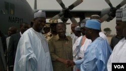 Le ministre de l'information nigérian Lai Mohammed arrrive à Maiduguri, dans l'Etat de Borno.