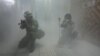 A South Korean police officer, right, and army soldier aim their weapons during an anti-terror exercise as part of Ulchi Freedom Guardian exercise, at a Seoul Subway Station in Seoul, Tuesday, Aug. 21, 2012. South Korea and the United States begun annual 