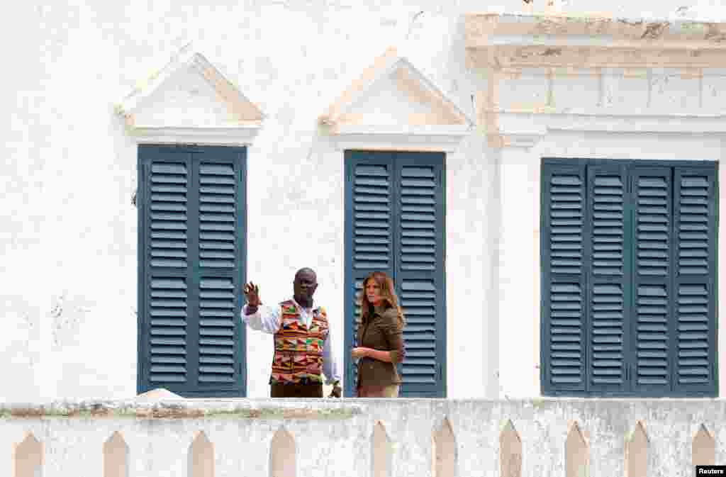 U.S. first lady Melania Trump visits Cape Coast castle, Ghana, October 3, 2018. 