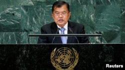 Wakil Presiden RI Jusuf Kalla berpidato dalam Sidang Umum PBB di New York hari Kamis (27/9).