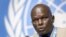 FILE - Chairman of the U.N Commission of Inquiry on Burundi, Doudou Diene, speaks during a press conference to present a fresch report on rights violations in the country, Sept. 4, 2019 in Geneva, Switzerland..