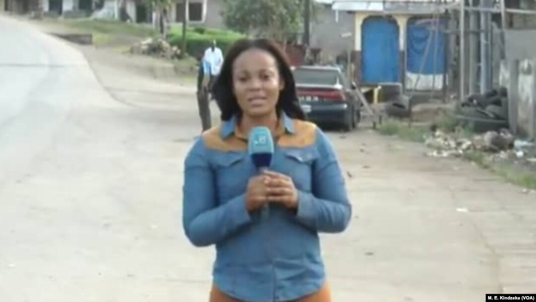 FILE - Mimi Mefo is seen on the field in Mbengwi, North West region, in August 2018.