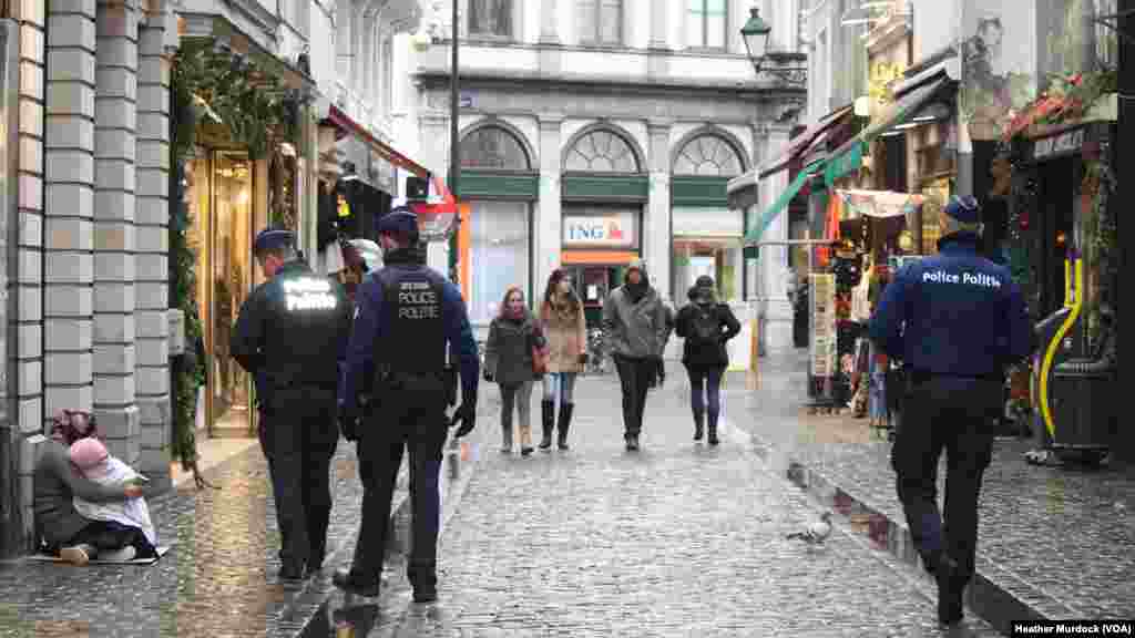 With the city at its highest state of alert, the streets of Brussels, normally packed with tourists, were quiet, Nov. 24, 2015. 