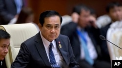 FILE - Thailand's Prime Minister Prayuth Chan-ocha attends the Association of Southeast Asian Nations (ASEAN) plenary session at Myanmar International Convention Center in Naypyitaw, Myanmar, Nov. 12, 2014. 