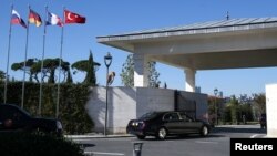 Turkish President Tayyip Erdogan arrives at the presidential Vahdettin Mansion to attend a summit on Syria, in Istanbul, Turkey, Oct. 27, 2018.