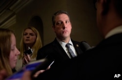 Rep. Tim Ryan speaks to reporters following the House Democratic Caucus elections for House leadership positions, on Capitol Hill in Washington, Nov. 30, 2016.