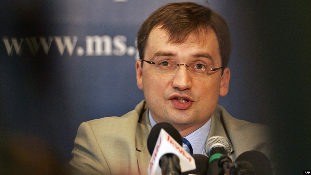 FILE - Polish Justice Minister Zbigniew Ziobro listens to a question during a press conference in Warsaw. On July 12, 2017, he criticized the current makeup of the National Judiciary Council as undemocratic.
