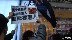 香港要求減少大陸自由行旅客的示威 (資料照片)