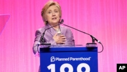 Honoree former Secretary of State Hillary Clinton speaks at the Planned Parenthood 100th Anniversary Gala, May 2, 2017, in New York.