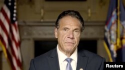 New York Governor Andrew Cuomo makes a statement