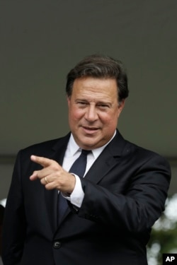 Panama's President Juan Carlos Varela attends a change of command ceremony of the newly named director of the National Borders Service, known by the Spanish acronym SENAFRONT, in Panama City, Jan. 18, 2018.