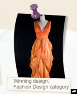 Arianna's winning entry in the design category was an autumn-themed evening gown.