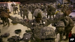 U.S soldiers participate in a NATO exercise in Kosovo.