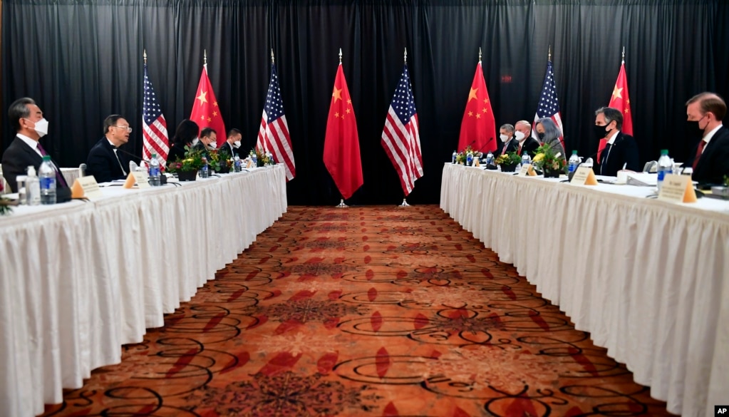 沙利文与杨洁篪2021年3月18日在阿拉斯加举行面对面会晤。(photo:VOA)