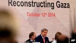2014年10月12日美國國務卿約翰•克里在加沙捐贈國開羅會議上。