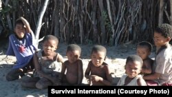 Des enfants Bushmen à Metsiamanong, au Botswana.