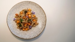 A dish made with mealworms and cooked by French chef Laurent Veyet