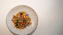 A dish made with mealworms and cooked by French chef Laurent Veyet