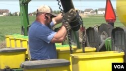 Soybean farmer Scott Halpin tends to his crop in Morris, Illinois. 