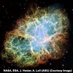 The Crab Nebula is the result of a stellar explosion which you can see with a pair of binoculars now. In 1054, humans everywhere thought a new star had appeared out of nowhere. Luckily for them, the explosion happened 6,500 light years away.