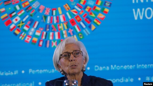 国际货币基金组织总裁拉加德2018年10月11日在印尼巴厘岛见记者（路透社）