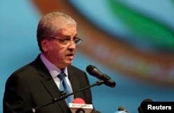 Algeria's Prime Minister Abdelmalek Sellal speaks during the opening ceremony of the African Conference on Green Economy in Oran, Feb. 22, 2014.