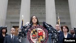 State attorney Marilyn Mosby says there is "probable casue to file criminal charges in the Freddie Gray case" in Maryland May 1, 2015. (REUTERS/Adrees Latif)