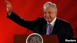 El presidente de México, Andrés Manuel López Obrador, durante una conferencia de prensa en Ciudad de México el 22 de febrero de 2019.