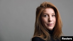 A photo of Swedish journalist Kim Wall who was aboard a submarine "UC3 Nautilus" before it sank